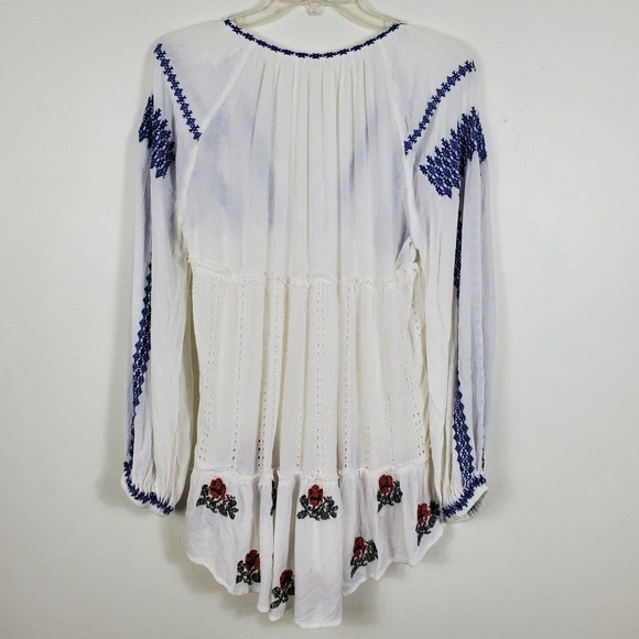 Free People Wild Horses Embroidered Eyelet Ivory Tunic Mini Dress Boho White XS - Picture 2 of 9